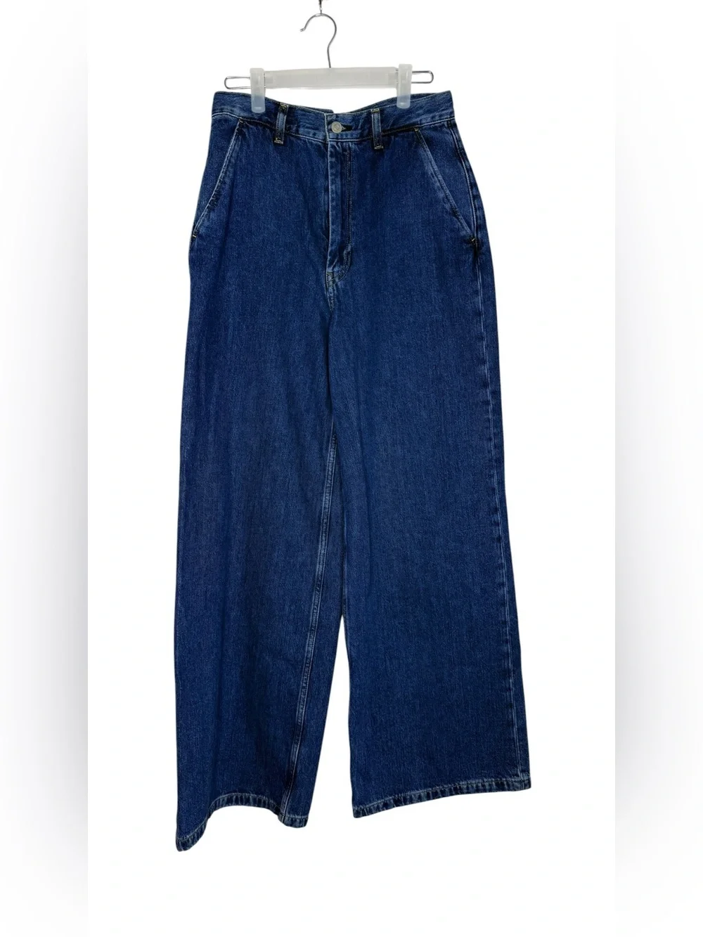 COS Wide Leg High Rise Jeans 100% Cotton Indigo Blue Size 6